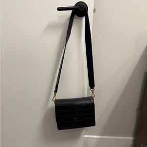 JW PEI Black Croc-Embossed Crossbody Bag